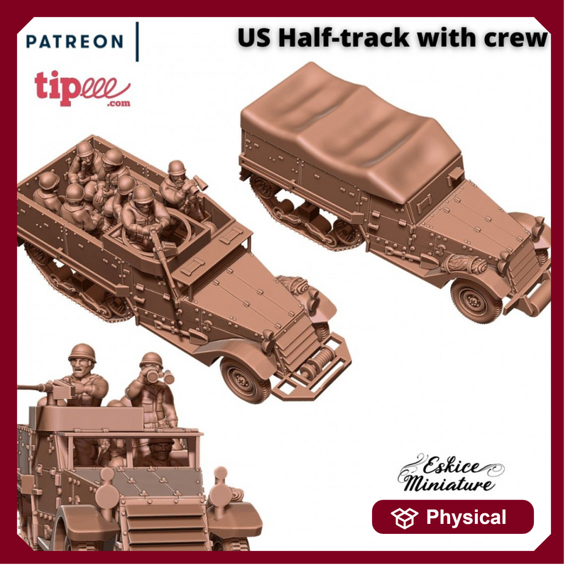 US Half-Track with crew - 28mm for wargame - Only-Games