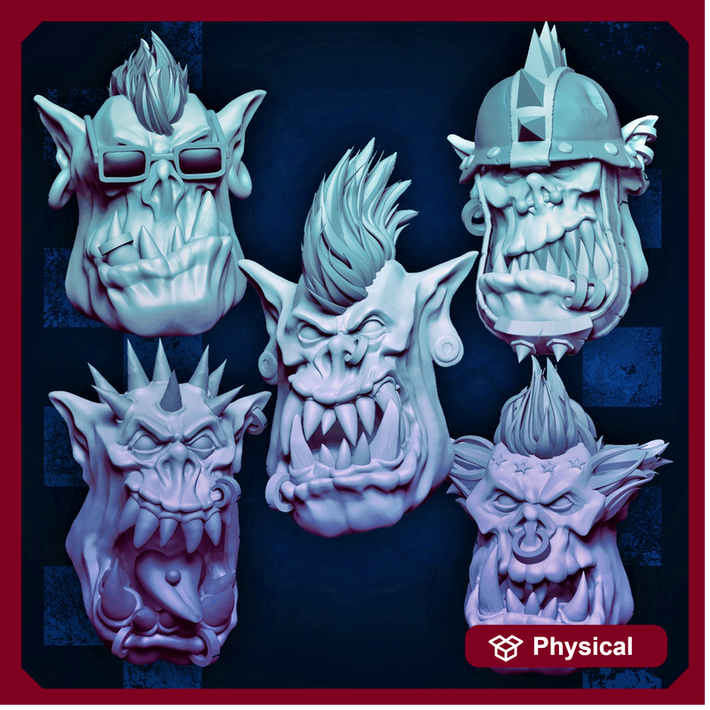 Orc Punk Heads - Set A (Boss Size)