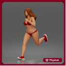 Running woman wearing bikini top with sneakers sprinting