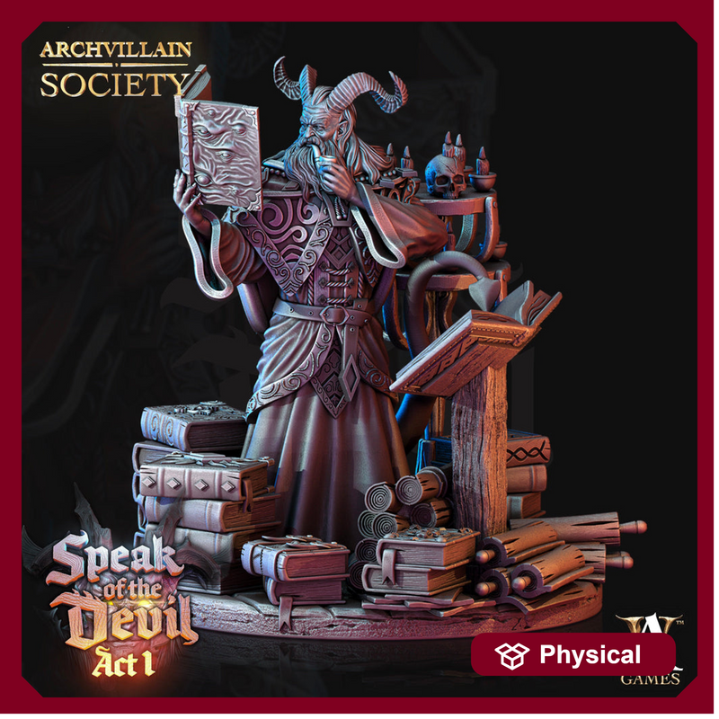 Tiefling Wizard Order of the Scribes Miniature|28mm,32mm,54mm |75mm|100mm Scales | Dungeons and Dragons | Pathfinder | Figure for Painting | - Only-Games