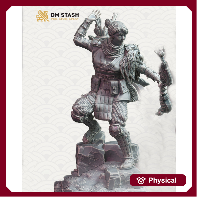 Female Fighter Ranger Sharpshooter | Miniature | 28mm, 32mm, 75mm, 100mm Scales | Pathfinder Figure | DnD | Figurine unpainted | DM Stash - Only-Games