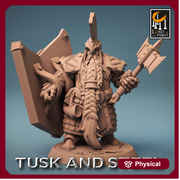 Dwarf Fighter Paladin Axe & Shield Unpainted Model | 28mm, 32mm,54mm,75mm,100mm Scales | Dungeons and Dragons Pathfinder Lord of The Print - Only-Games