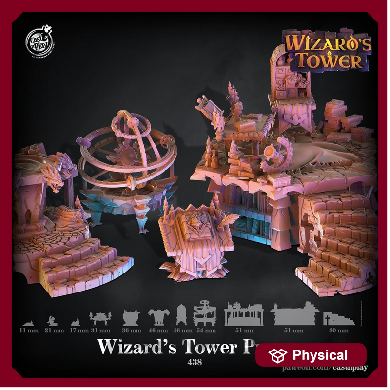 Wizard's Tower Props Full 11 piece Set |Solid Resin 28mm, 32mm| Dungeons and Dragons 5e Miniature | Pathfinder | RPG Tabletop Terrain | DnD| - Only-Games
