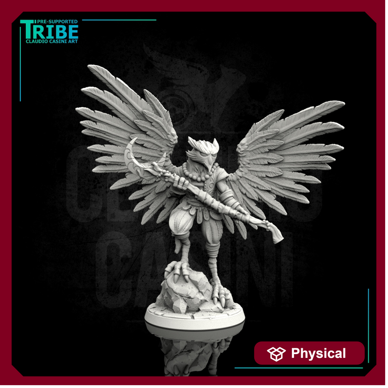 (0058) Male featherfolk birdman cleric monk with club