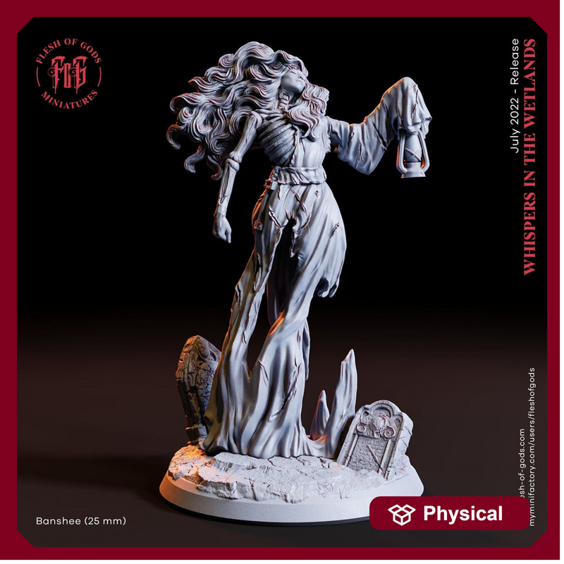 Undead Banshee | 28mm, 32mm,54mm, 75mm ,100mm Scale Resin Miniature | Flesh of Gods | Dungeons and Dragons | - Only-Games