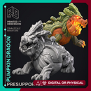 Pumpkin Dragon - Large Halloween Monster -  PRESUPPORTED - Illustrated and Stats - 32mm scale
