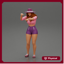 Travel woman in hat and short pointing her next destination using world map