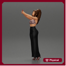 fashionable girl in pants with long hair taking a selfie