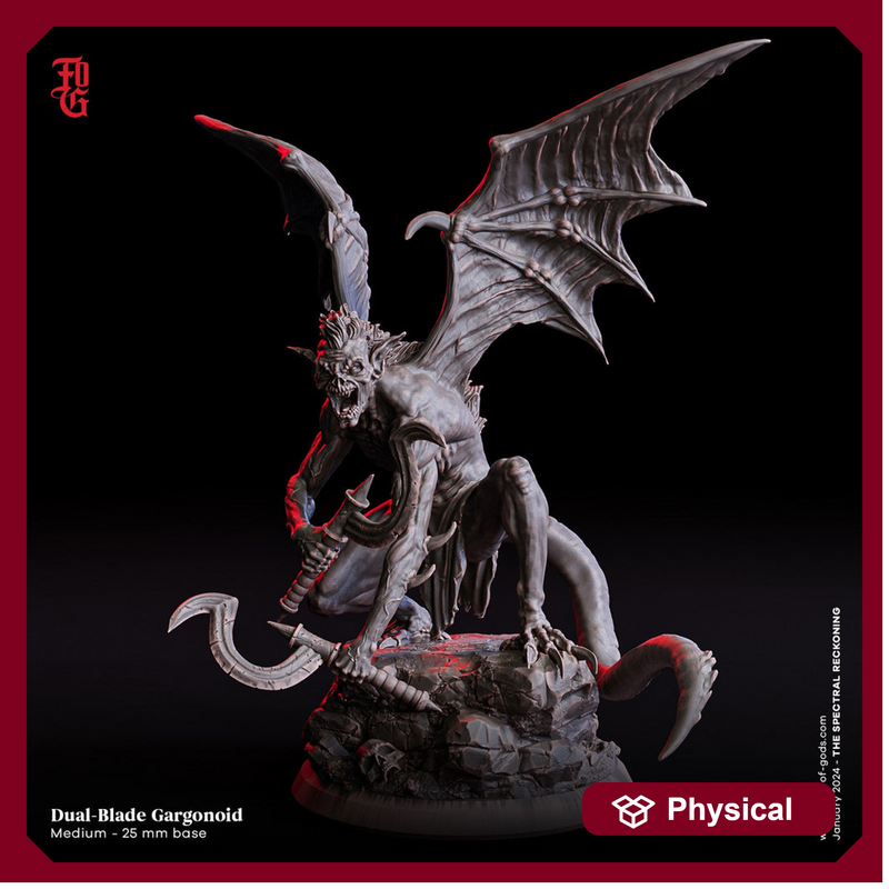 Gargoyle, Feral Vampire Spawn Flying | 28mm, 32mm, 54mm,75mm,100mm Scale Resin Miniature Dungeons and Dragons D&D Pathfinder |Flesh of Gods - Only-Games