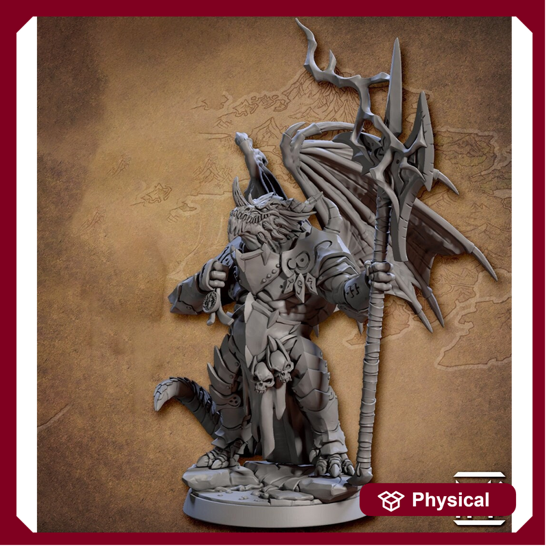 Dragonborn Paladin Fighter Polearm model | 28mm, 32mm, 54mm,75mm Scale Resin Miniature Dungeons and Dragons D&D Pathfinder | Artisan Guild - Only-Games