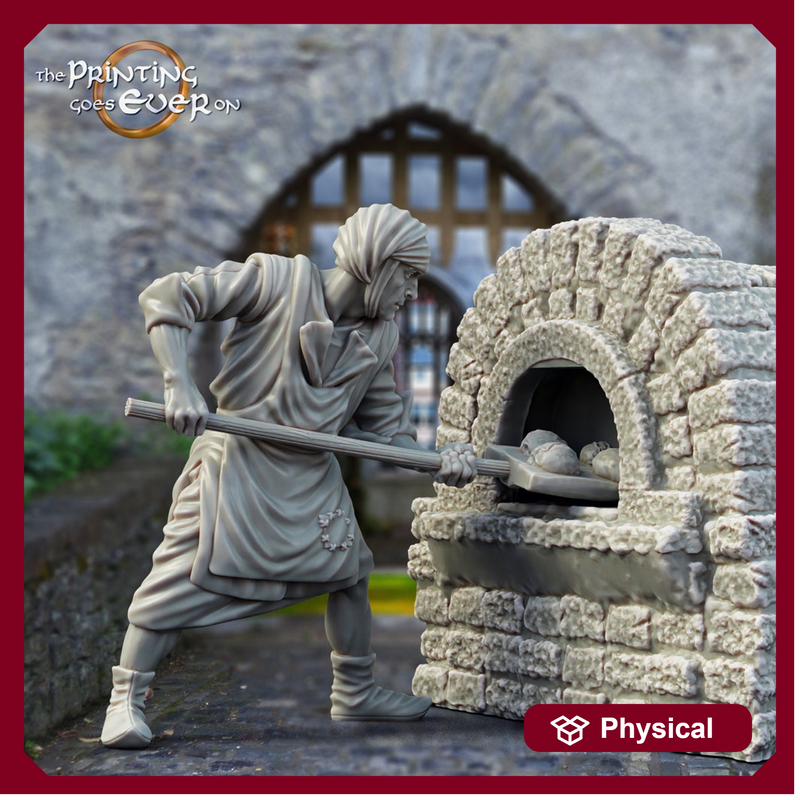 NPC Baker Resin Miniature | Miniature | Available in 28mm, 32mm,75mm Scales | Pathfinder Figure | DnD | Figurine unpainted | - Only-Games