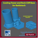 Battletech Buildings and Bases - Cooling Tower & Rock Cliff Base