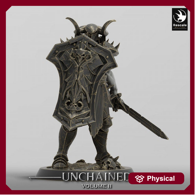 Oathbreaker Paladin, Fighter,Soldier Sword and Shield, DnD Unpainted Miniature| 28mm, 32mm,54mm,75mm,100mm Scales | Dungeons & Dragons - Only-Games