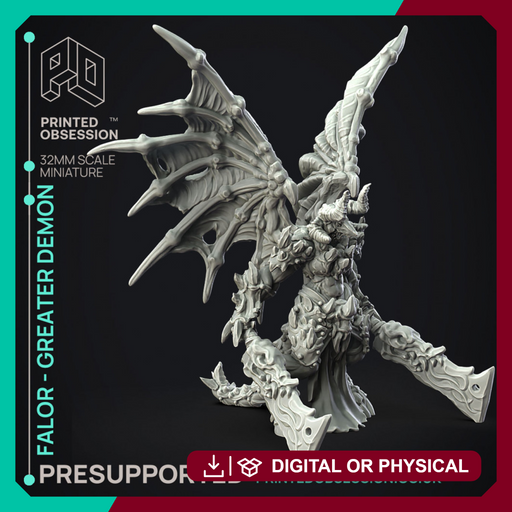 Falor - Greater Demon - PRESUPPORTED - Hell Hath No Fury - 32mm Scale - Only-Games
