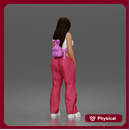 Woman strolls wearing crop top cargo pants bunny backpack sneakers