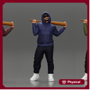 Gangster in hoodie sunglasses and cap holding A Baseball Bat on his shoulder