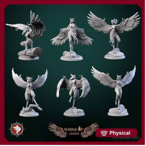 Harpy set 6 miniatures 32mm pre-supported - Only-Games