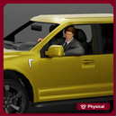 businessman sitting in his car holding steering wheel leaning his left arm on the window