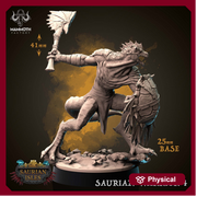 Lizardfolk Lizardman Warrior | 28mm, 32mm,75mm Scales | Dungeons and Dragons | Unpainted Figure | Mammoth Factory - Only-Games