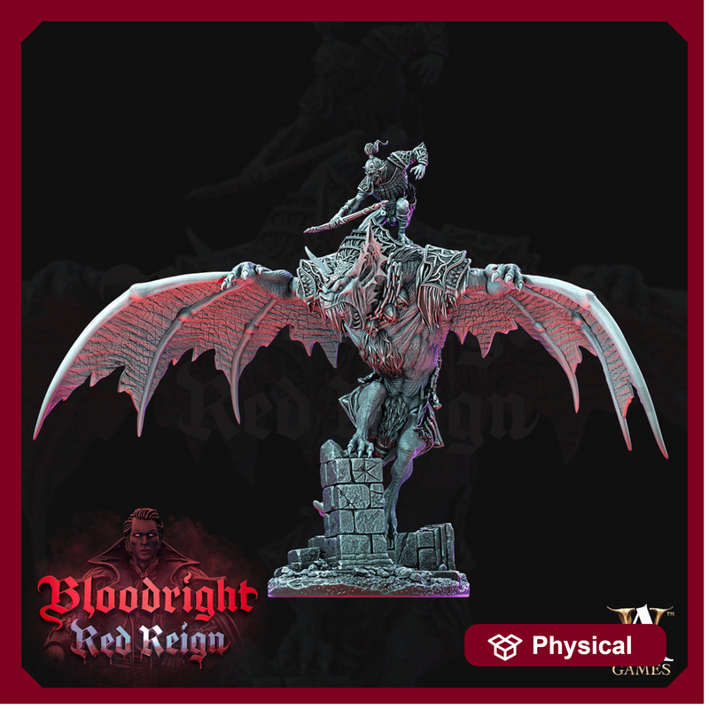Dire Bat Vampire monstrosity with Rider | 28mm and 32mm Scale (105mm/120mm high) | Undead Dungeons and Dragons 5e Miniatures | Pathfinder | - Only-Games