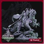 Mounted Dark Elf Fighter on Riding Lizard | 28mm and 32mm scale| DnD 5e Miniature | Drow Rider | Dungeons and Dragons| Pathfinder - Only-Games