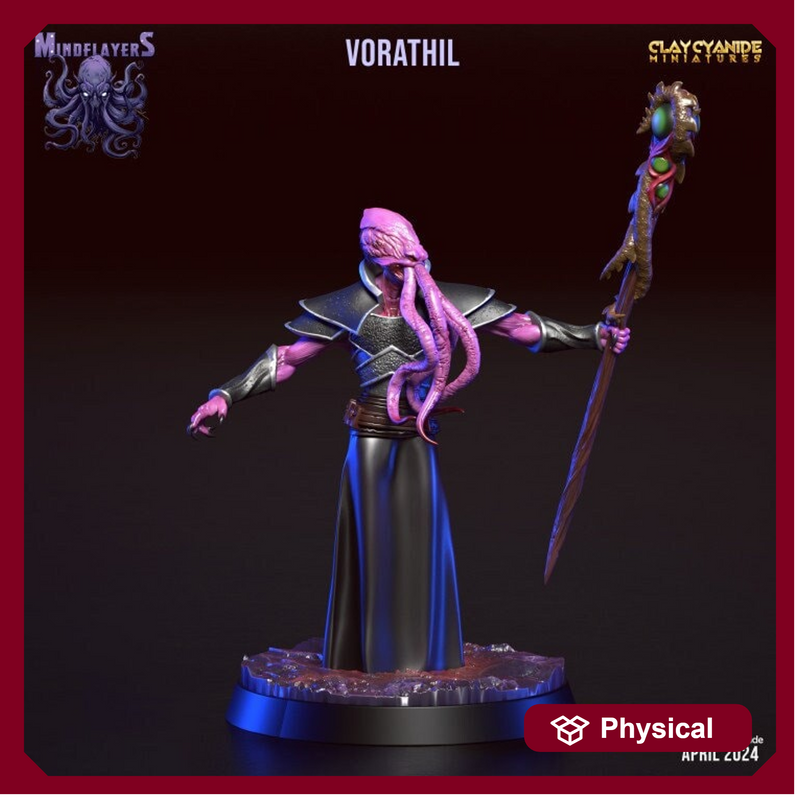 Mind Flayer, Illithid Unpainted Resin Miniature NPC | 28mm, 32mm,54mm,75mm, 100mm Scales | Dungeons and Dragons | Pathfinder | Clay Cyanide - Only-Games