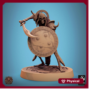 Skeleton Persian Warrior Sword and Shield | Undead Unpainted miniature DnD | 28mm, 32mm, 54mm, 75mm,100mm | Pathfinder | Rescale Miniatures - Only-Games