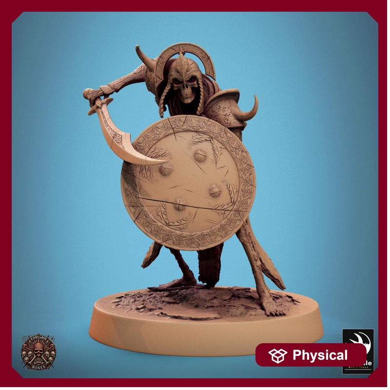 Skeleton Persian Warrior Sword and Shield | Undead Unpainted miniature DnD | 28mm, 32mm, 54mm, 75mm,100mm | Pathfinder | Rescale Miniatures - Only-Games