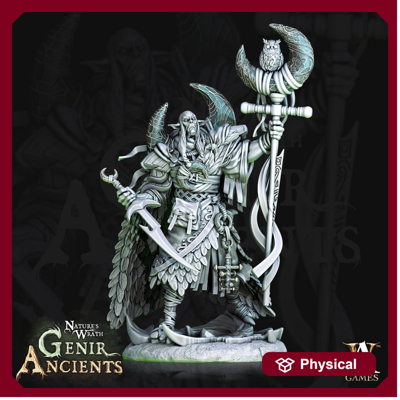 Elf Druid Circle of the Moon Resin Miniature | 28mm, 32mm, 54mm, 75mm, 100mm Scales | Dungeons and Dragons | Pathfinder | Archvillain Games