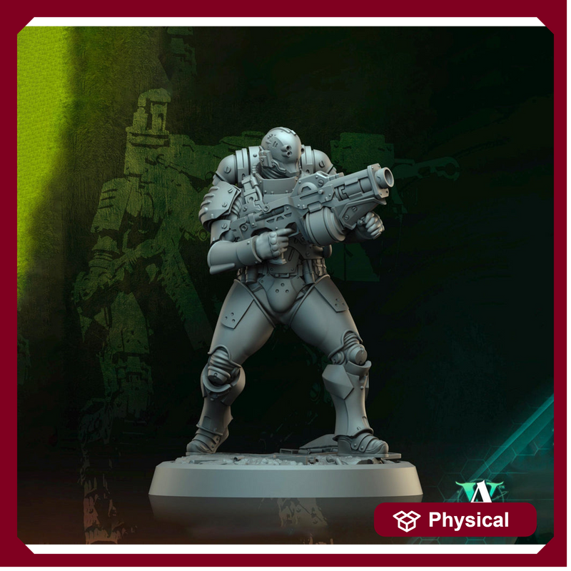 Sci-Fi Miniature Space Soldier Argo Commando |  28mm,32mm Scales & 54mm,75mm,100mm TALL | Resin Mini | Shocktrooper TPG | Archvillain Games - Only-Games
