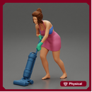 housewife makes home cleaning with a vacuum cleaner
