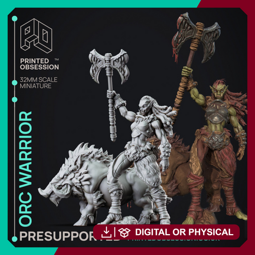 Orc Warrior - Female Orc Foundling - PRESUPPORTED - 32mm Scale - Only-Games