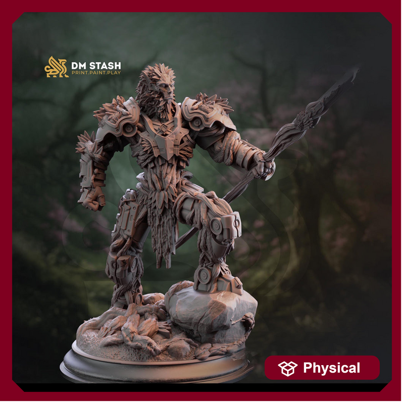 Warforged Druid PC / NPC  | D&D Unpainted Miniature | 28mm,32mm,54mm,75mm,100mm Scales | Pathfinder Figure | Figurine | DM Stash - Only-Games