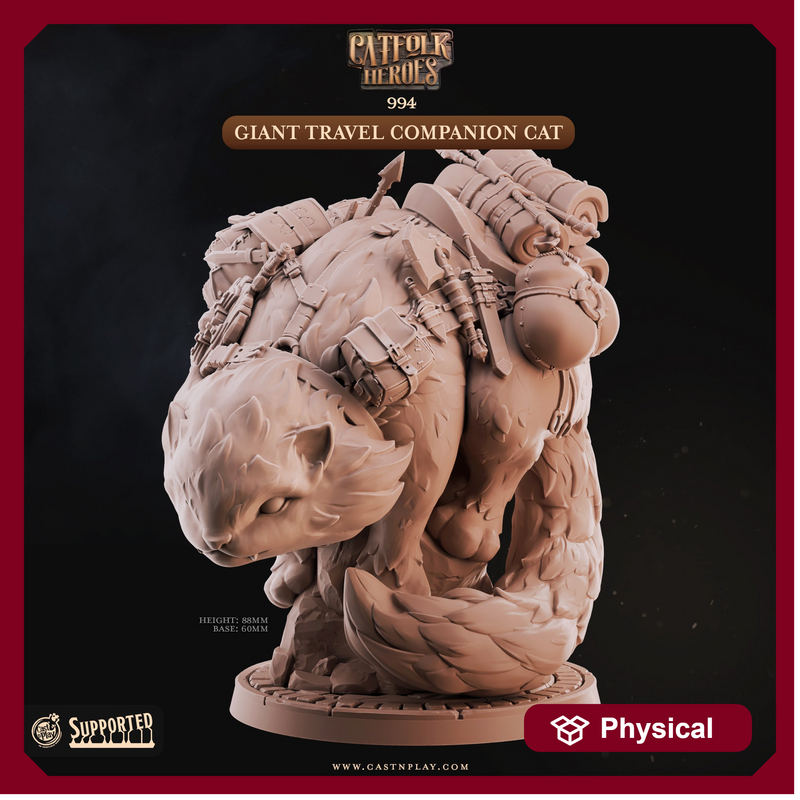 Giant Travel Companion Cat - Catfolk Heroes - CastNPlay - Terrain Wargaming D&D DnD 28mm 32mm 40mm 54mm