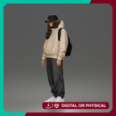 Chill Hooded Cap Walker Posing with Backpack Pants and Sneakers