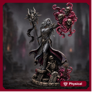 Dark Elf Necromancer Miniature | Alzeryn Death Sorceress | PaintedOrNot Original UNPAINTED Resin DnD 5E Pathfinder - Only-Games