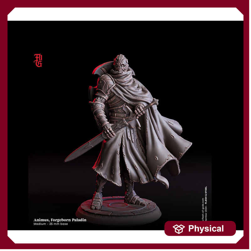 Warforged Paladin, Fighter, Sword | 28mm,32mm,54mm,75mm,100mm Scale Resin Miniature | Dungeons and Dragons D&D 5e Pathfinder | Flesh of Gods - Only-Games