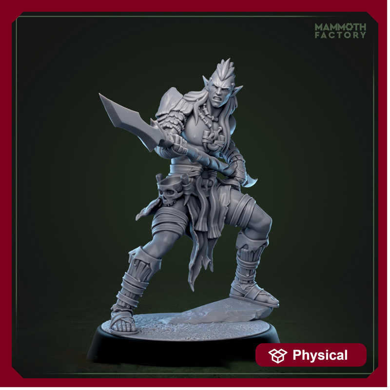 Half-Elf / Elf Ranger, Fighter, Polearm Master PC / NPC  | 28mm, 32mm,54mm,75mm,100mm Resin Miniature |Dungeons and Dragons |Mammoth Factory - Only-Games