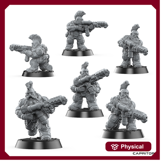 Tactical Space Dwarves "Flamethrower" Squad (6 X Models) - Only-Games