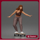 Skater girl balances gracefully wearing crop top jogger pants sneakers 1-64