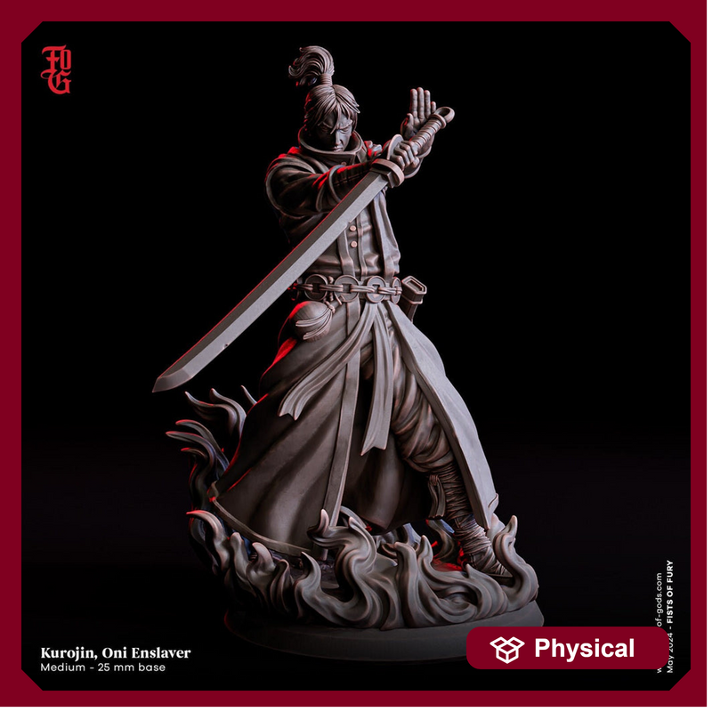 Fighter Demon Hunter Warlock Hexblade,  PC / NPC  | 28mm, 32mm,54mm75mm,100mm Scales | Mini -D&D 5e Pathfinder Figurine | Flesh of Gods - Only-Games