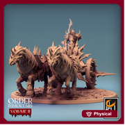 Oathbreaker Paladin (Helm) on Dual horse Chariot, Fighter Unpainted Miniature | 28mm, 32mm,54mm Scales |Dungeons and Dragons Pathfinder - Only-Games