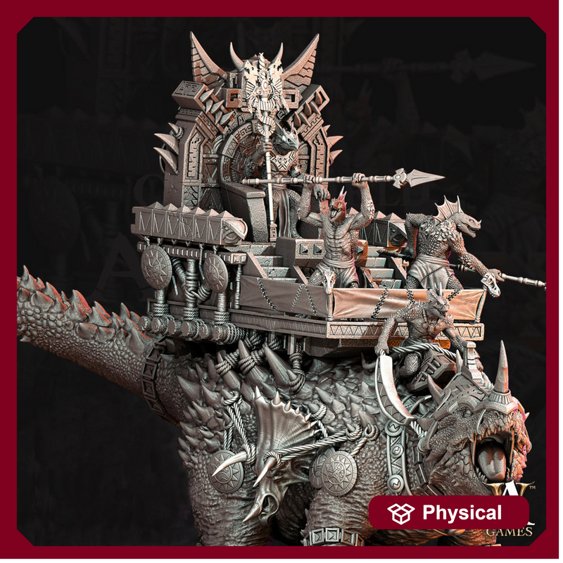Titanoceratus Lizardmen Lizard Folk Warband 175mm Tall | 75mm Intricate decorative Base | Resin 3d printed | Dungeons and Dragons | - Only-Games