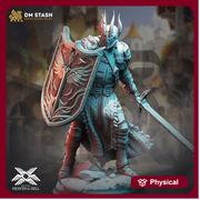 Human Paladin Fighter Sword & Shield | Miniature | 28mm, 32mm, 54mm,75mm, 100mm Scales | Pathfinder Figure | DnD | Figurine unpainted | - Only-Games