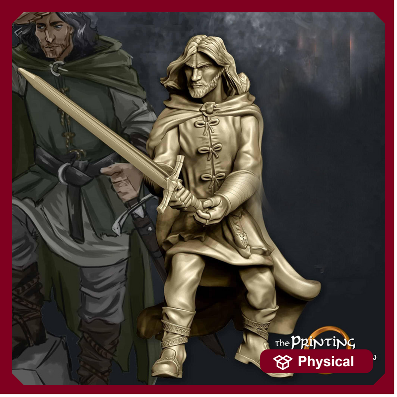 Human Ranger Fighter | Miniature | 28mm Scale | 32mm Scale | Pathfinder Figure | DnD | Human Ranger Figurine unpainted | - Only-Games