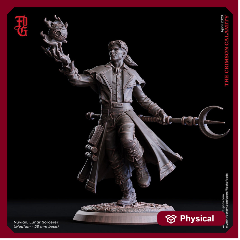 Lunar Sorcerer, Wizard, Warlock | 28mm, 32mm,54mm,75mm,100mm Scales | Player Character Mini Minis -D&D 5e Pathfinder Figurine |Flesh of Gods - Only-Games