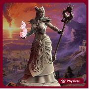 Female High Elven Sorcerer Queen, Wizard, Warlock Miniature | 28mm, 32mm,54mm,75mm, 100mm Scales | Dungeons and Dragons  5E | DM Stash - Only-Games