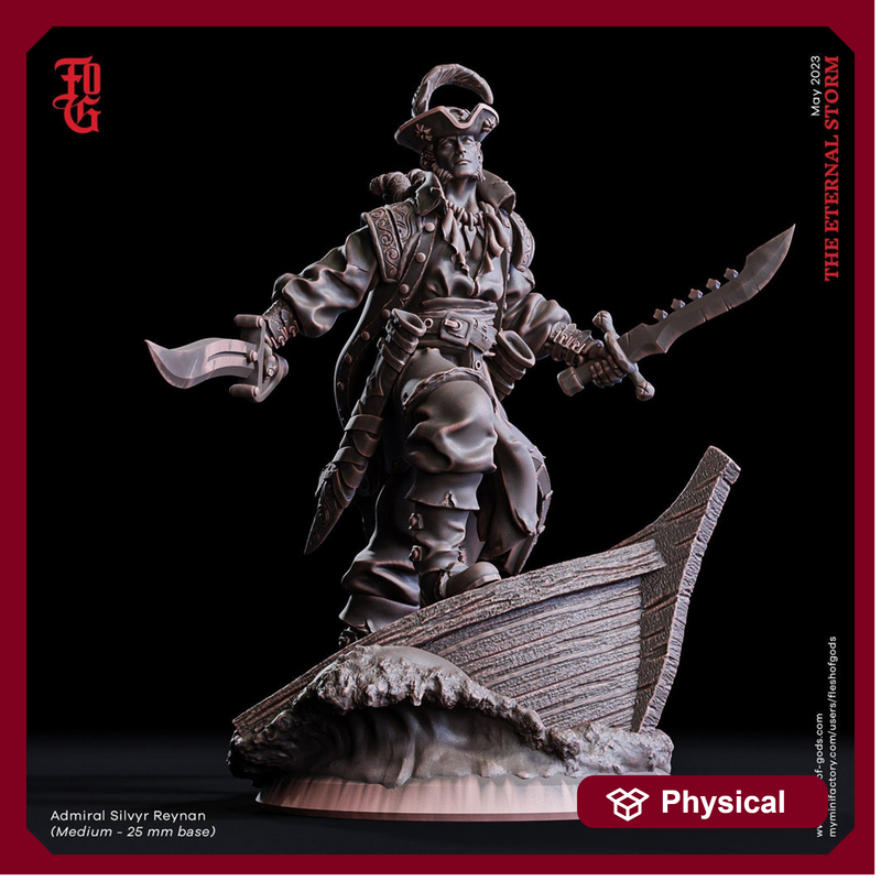 Swashbuckler Fighter Rogue PC NPC | 28mm, 32mm,54mm,75mm,100mm Scales | Player Character Mini  -D&D 5e Pathfinder Figurine | Flesh of Gods - Only-Games