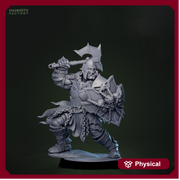 Orc War Chief Miniature | Axe and Skull Shield Boss Fighter | DnD UNPAINTED Resin - Only-Games