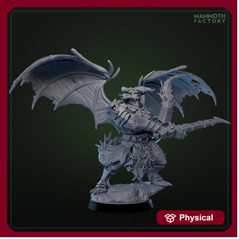 Dragonborn Paladin, Ranger, Fighter, Wings Sword  | 28mm,32mm,54mm, 75mm, 100mm Scale Resin Miniature | Dungeons & Dragons DnD 5e Pathfinder - Only-Games